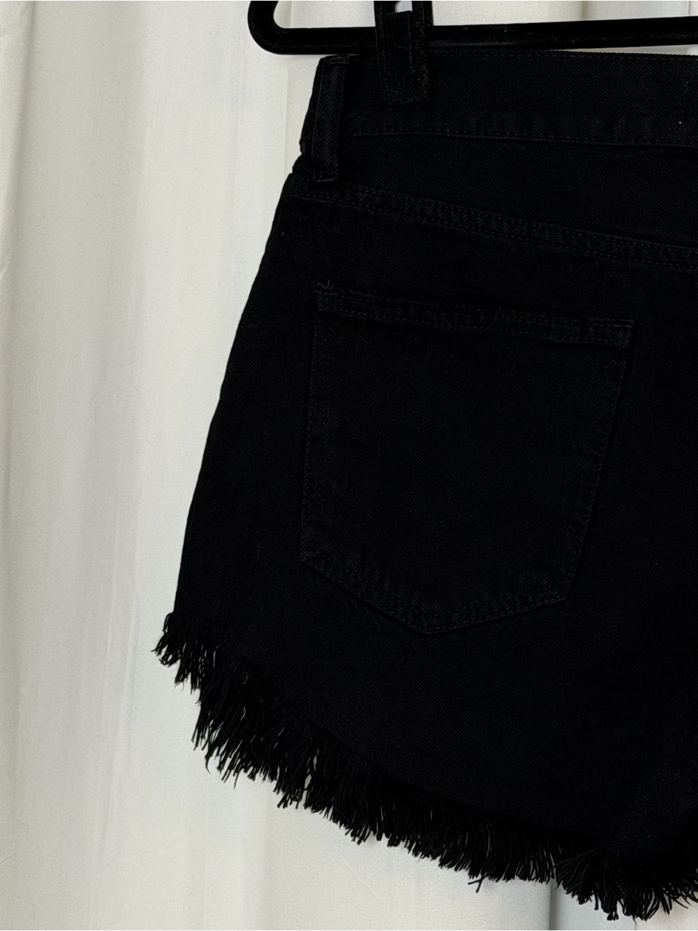 Pistola Black High Rise Denim Shorts Raw Frayed Hem 100% Cotton Women 27 - Picture 7 of 9
